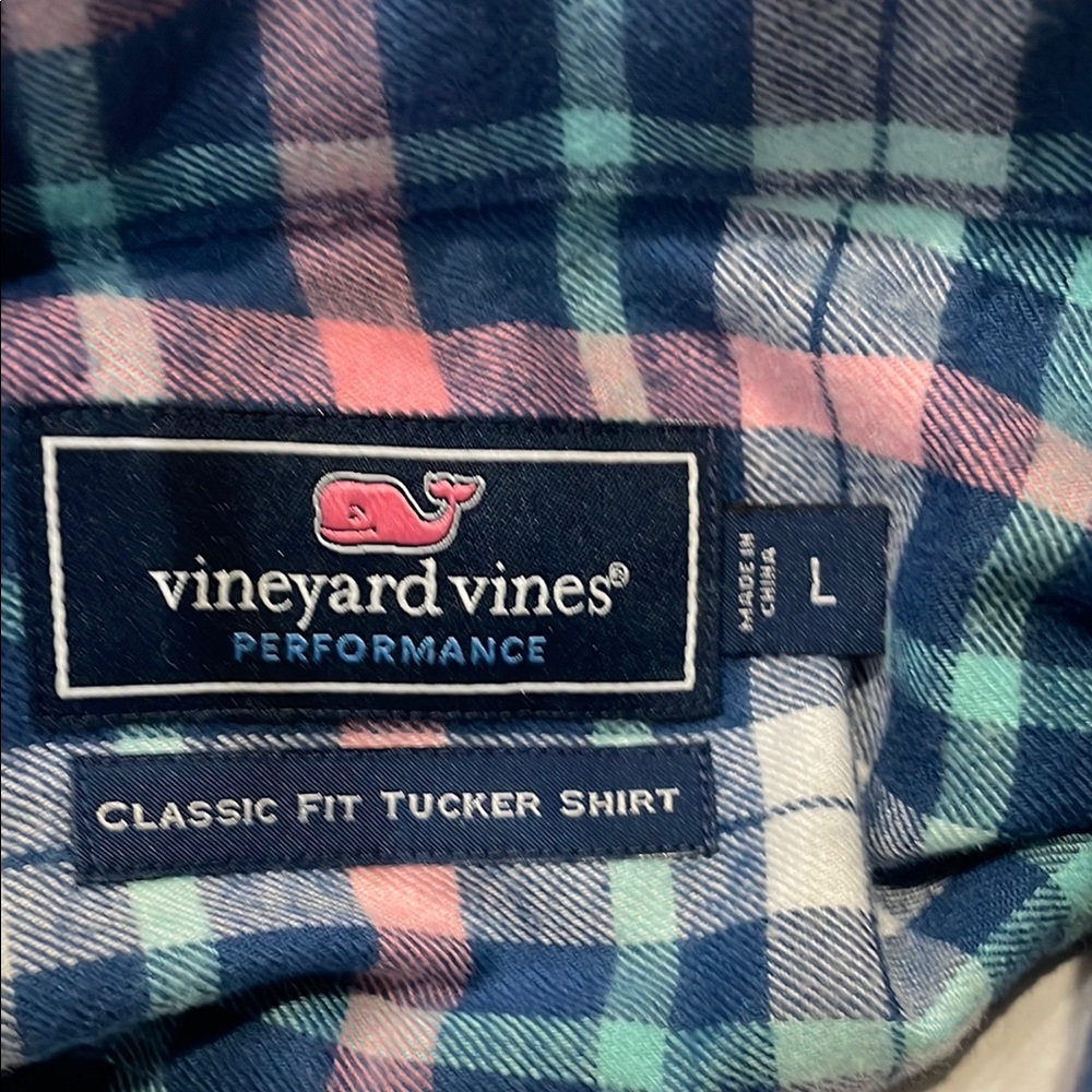 Vineyard Vines Classic Fit Tucker Casual  Button Down Shirt Blue/Pink L - Picture 2 of 8